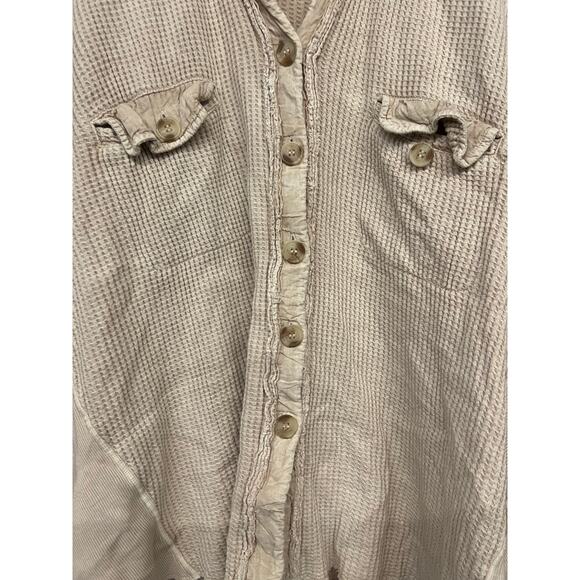 Free People FP One Sz Small Cream Scout Waffle Knit Oversized Shacket Jacket - Picture 8 of 8
